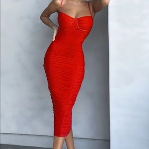 red midi/maxi ruched dress!